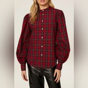 Polo Ralph Lauren Plaid Puff Sleeve Shirt also available in blue/green
